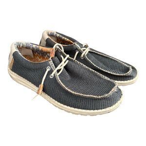 Hey Dude Wally Canvas Slip-On Shoes Men’s 10 Blue Cork Insoles Lightly Worn